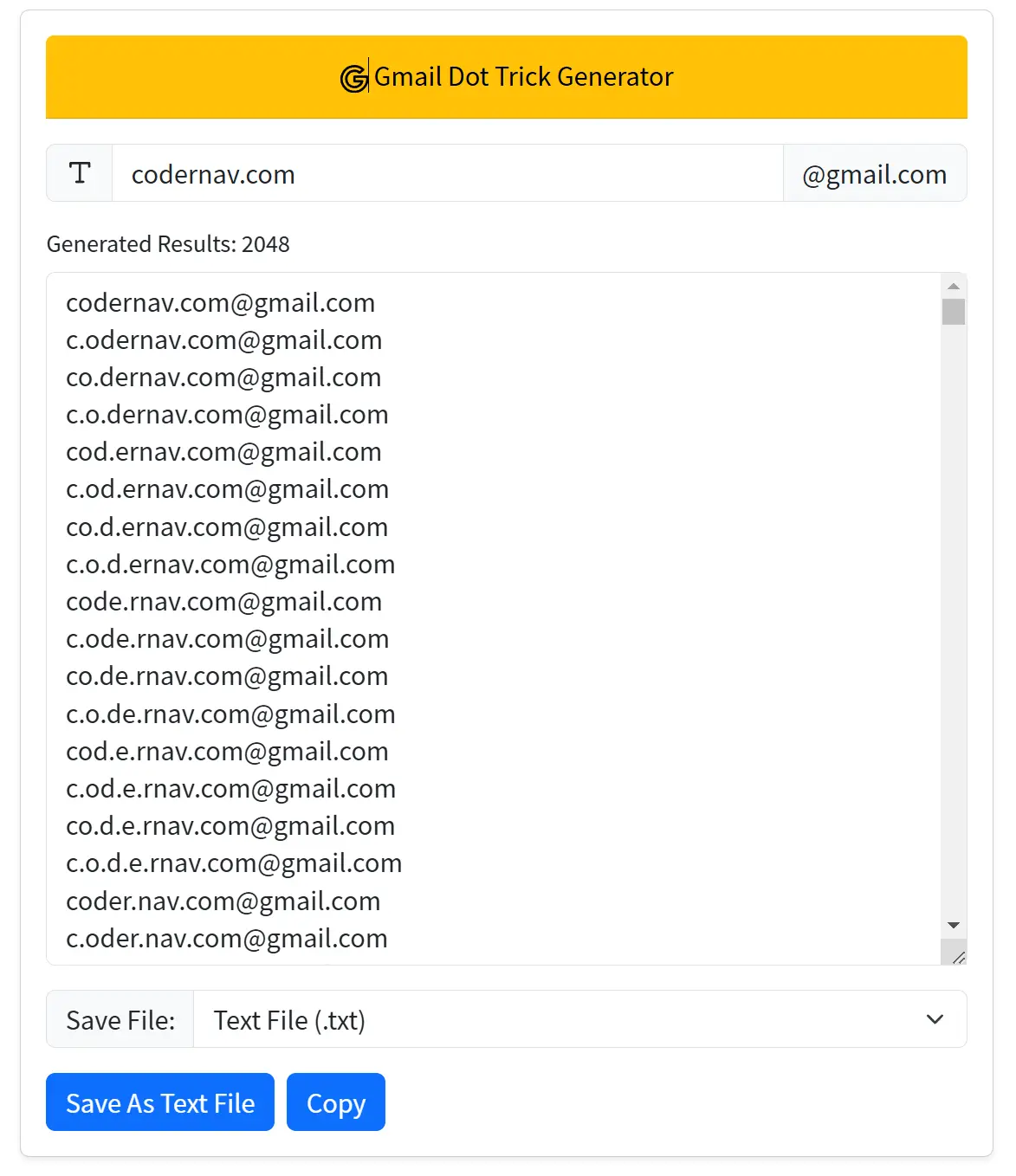 Free Gmail Dot Trick Generator